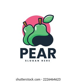 Vector Logo Illustration Pear Simple Mascot Style.
