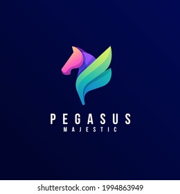 Vector Logo Illustration Pegasus Gradient Colorful Style.