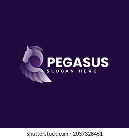 Vector Logo Illustration Pegasus Gradient Colorful Style 