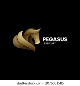 Vector Logo Illustration Pegasus Gradient Colorful Style.