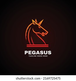 Vector Logo Illustration Pegasus Gradient Line Art Style.