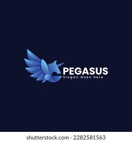 Vector Logo Illustration Pegasus Gradient Colorful Style