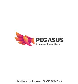 Vector Logo Illustration Pegasus Gradient Colorful Style