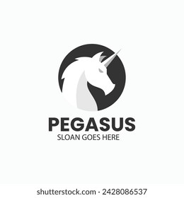 Vector Logo Illustration Pegasus Simple Mascot Style