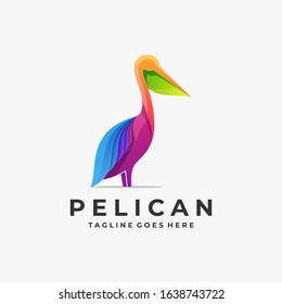 Vector Logo Illustration Pelican Elegant Gradient Colorful