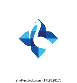 Vector Logo Illustration Pelican Elegant Colorful