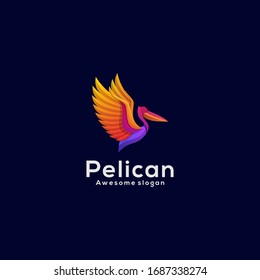 Vector Logo Illustration Pelican Gradient Colorful Style.