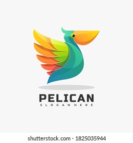 Vektorlogo Illustration Pelican Gradient Colorful Style.