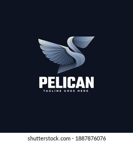 Vector Logo Illustration Pelican Gradient Colorful Style.