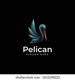 Vector Logo Illustration Pelican Gradient Colorful Style.