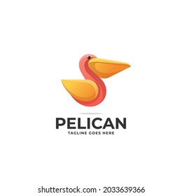 Vector Logo Illustration Pelican Gradient Colorful Style.