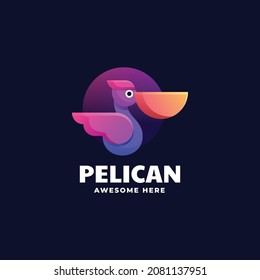 Vector Logo Illustration Pelican Gradient Colorful Style.