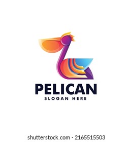 Vector Logo Illustration Pelican Gradient Colorful Style.