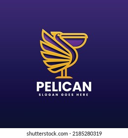 Vector Logo Illustration Pelican Gradient Line Art Style.