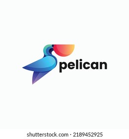 Vector Logo Illustration Pelican Gradient Colorful Style.