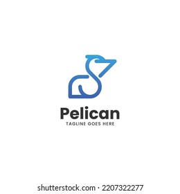 Vector Logo Illustration Pelican Gradient Line Art Style