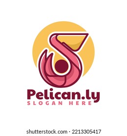 Logo del vector Ilustración Estilo de color gradiente pelicano