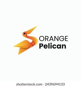 Vector Logo Illustration Pelican Gradient Colorful Style