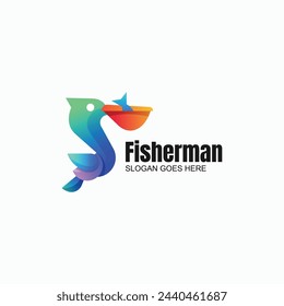 Vector Logo Illustration Pelican Gradient Colorful Style