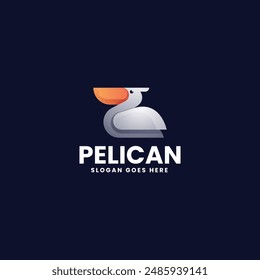 Vector Logo Illustration Pelican Gradient Colorful Style