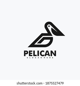 Vector Logo Illustration Pelican Line Art Style.