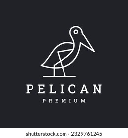 Vector Logo Illustration Pelican Line Style.