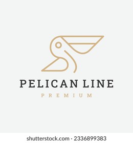 Vector Logo Illustration Pelican Line Style.