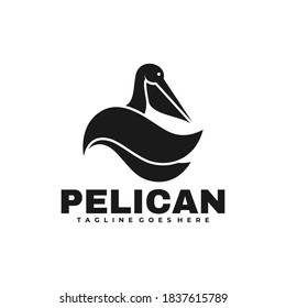 Vector Logo Illustration Pelican Silhouette Style.