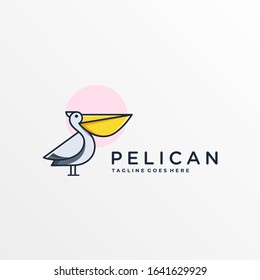 Vector Logo Illustration Pelican Simple Mascot Cartoon Style
