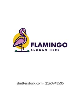 Vector Logo Illustration Pelican Simple Mascot Style.