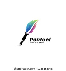 Vector Logo Illustration Pen Tool Gradient Colorful Style.