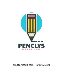 Vector Logo Illustration Pencil Simple Mascot Style.