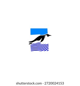 Vektorlogografik eines Pinguinalphabets Z-Buchstabe. Ideal für Kinderbranding, Tierlogos, Bildung, Aquarienthemen, spielerische Typografie, Maskottchendesign und kreative visuelle Identitätsprojekte