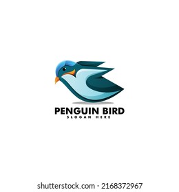 Vector Logo Illustration Penguin Bird Gradient Colorful Style.