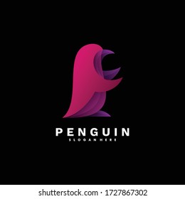 Vector Logo Illustration Penguin Gradient Colorful Style