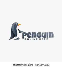 Vector Logo Illustration Penguin Gradient Colorful Style.