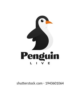 Vector Logo Illustration Penguin Gradient Colorful Style.