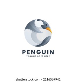 Vector Logo Illustration Penguin Gradient Colorful Style.