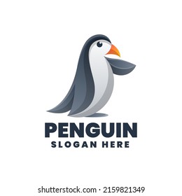 Vector Logo Illustration Penguin Gradient Colorful Style.