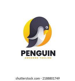 Vector Logo Illustration Penguin Gradient Colorful Style.