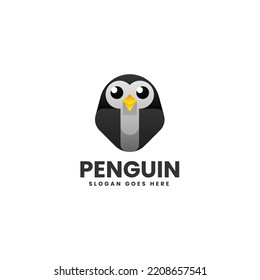 Vector Logo Illustration Penguin Gradient Colorful Style