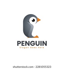 Vector Logo Illustration Penguin Gradient Colorful Style