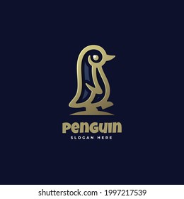Logo Vector Ilustración Estilo de arte de línea pingüino.