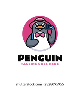 Ilustración con logotipo vectorial Estilo de caricatura de mascota pingüino.