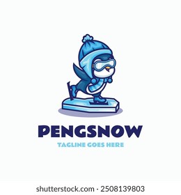 Vector Logo Illustration Penguin Mascot Cartoon Style.