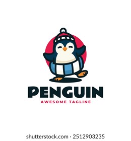 Vector Logo Illustration Penguin Mascot Cartoon Style