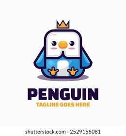Vector Logo Illustration Penguin Mascot Cartoon Style
