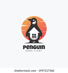 Vector Logo Illustration Penguin Negative Space Style.