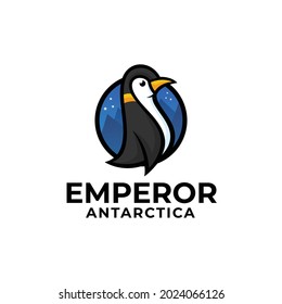 Vector Logo Illustration Penguin Simple Mascot Style.