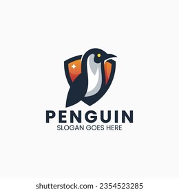 Vector Logo Illustration Penguin Simple Mascot Style